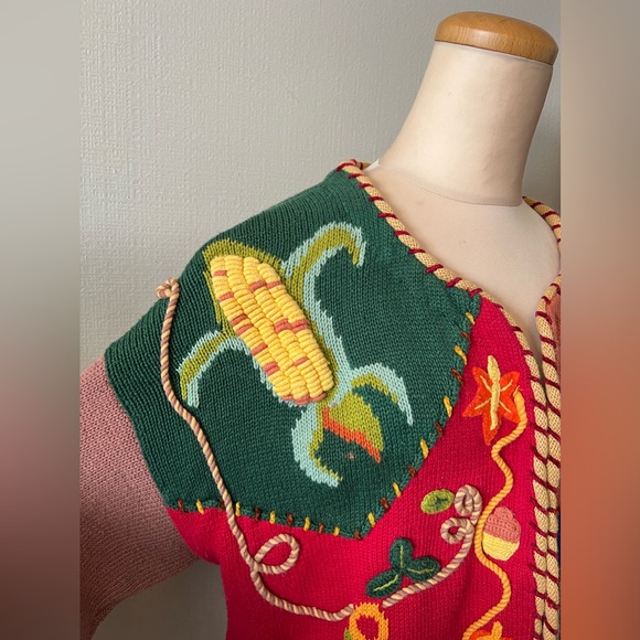 Vintage 80โs Berek Fall Harvest / Thanksgiving Cardigan Sweater L ๐๐๐ฆ - Picture 2 of 7